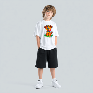 Nome do produto Camiseta Infantil (2 a 8 anos) Cachorro – 100% Algodão | Coleção Reino Animal do Caioba