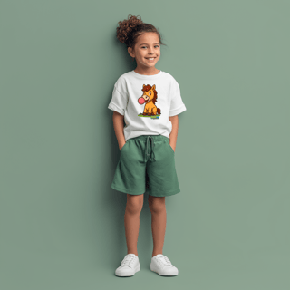 Nome do produto Camiseta Infantil (2 a 8 anos) Cavalo – 100% Algodão | Coleção Reino Animal do Caioba