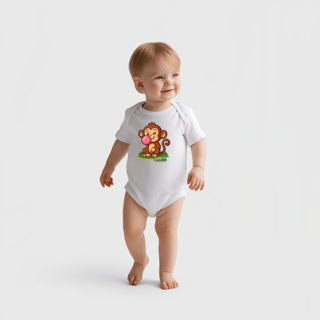 Nome do produto Body Infantil Macaco – 100% Algodão | Coleção Reino Animal do Caioba