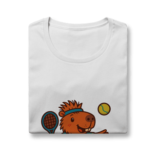 Nome do produto Camiseta Capivara Jogando Tênis - feminina