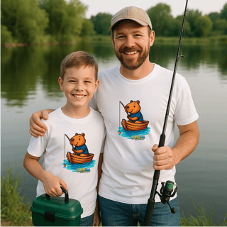 Nome do produto Camiseta T-shirt Adulto Unissex Capivara Pescando – 100% Algodão | Estampa Exclusiva e Divertida