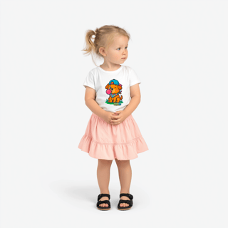 Nome do produto Camiseta Infantil (2 a 8 anos) Cachorro com Bandana – 100% Algodão | Coleção Reino Animal do Caioba