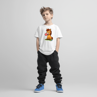 Nome do produto Camiseta Juvenil (10 a 14 anos) Cavalo – 100% Algodão | Coleção Reino Animal do Caioba
