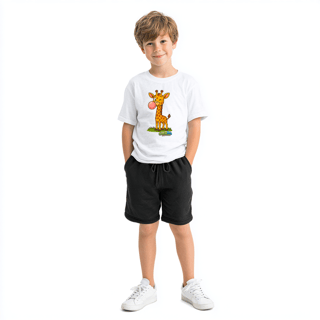 Nome do produto Camiseta Infantil (2 a 8 anos) Girafa – 100% Algodão | Coleção Reino Animal do Caioba