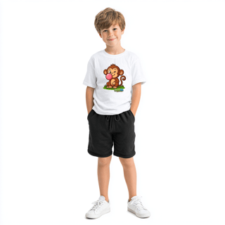 Nome do produto Camiseta Infantil (2 a 8 anos) Macaco – 100% Algodão | Coleção Reino Animal do Caioba
