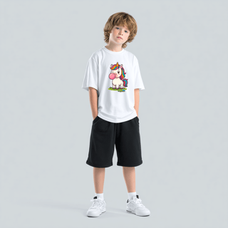 Nome do produto Camiseta Infantil (2 a 8 anos) Unicórnio – 100% Algodão | Coleção Reino Animal do Caioba