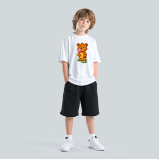 Nome do produto Camiseta Infantil (2 a 8 anos) Ursinho – 100% Algodão | Coleção Reino Animal do Caioba