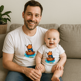 Nome do produto Camiseta T-shirt Adulto Unissex Capivara Pescando – 100% Algodão | Estampa Exclusiva e Divertida