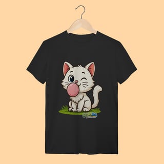 Nome do produto Camiseta T-shirt Adulto Unissex Gatinho Branco – 100% Algodão | Coleção Reino Animal do Caioba