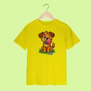 Nome do produto Camiseta Infantil (2 a 8 anos) Cachorro – 100% Algodão | Coleção Reino Animal do Caioba