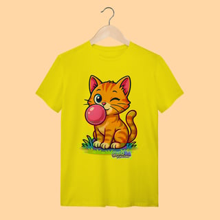 Nome do produto Camiseta T-shirt Unissex Gato Amarelo – 100% Algodão | Coleção Reino Animal do Caioba