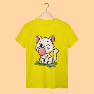 Nome do produto Camiseta T-shirt Adulto Unissex Gatinho Branco – 100% Algodão | Coleção Reino Animal do Caioba