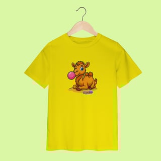 Nome do produto Camiseta Infantil (2 a 8 anos) Camelo – 100% Algodão | Coleção Reino Animal do Caioba