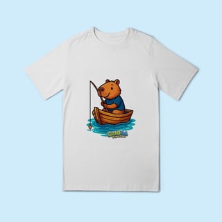 Nome do produto Camiseta Juvenil Capivara Pescando – 100% Algodão | Estampa Divertida e Exclusiva