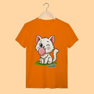 Nome do produto Camiseta T-shirt Adulto Unissex Gatinho Branco – 100% Algodão | Coleção Reino Animal do Caioba