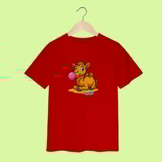 Nome do produto Camiseta Infantil (2 a 8 anos) Camelo – 100% Algodão | Coleção Reino Animal do Caioba