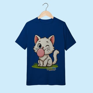 Nome do produto Camiseta Juvenil (10 a 14 anos) Gatinho Branco – 100% Algodão | Coleção Reino Animal do Caioba