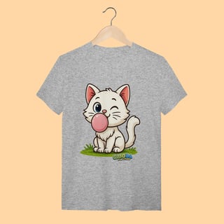 Nome do produto Camiseta T-shirt Adulto Unissex Gatinho Branco – 100% Algodão | Coleção Reino Animal do Caioba