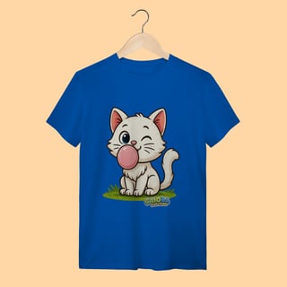 Nome do produto Camiseta T-shirt Adulto Unissex Gatinho Branco – 100% Algodão | Coleção Reino Animal do Caioba
