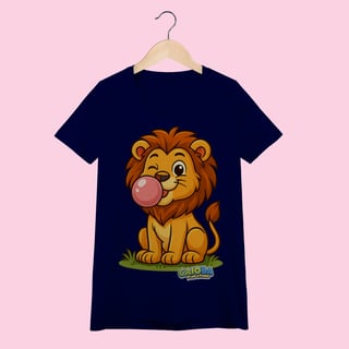 Nome do produto Camiseta Baby Long Feminina Leão – 100% Algodão | Coleção Reino Animal do Caioba