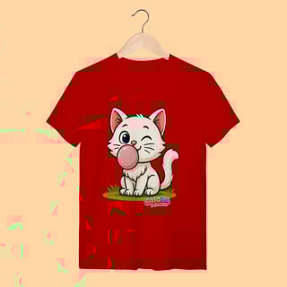 Nome do produto Camiseta T-shirt Adulto Unissex Gatinho Branco – 100% Algodão | Coleção Reino Animal do Caioba