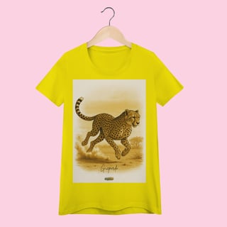 Nome do produto Camiseta Baby Long Feminina Guepardo – 100% Algodão | Coleção Fauna