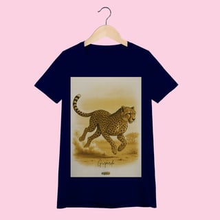 Nome do produto Camiseta Baby Long Feminina Guepardo – 100% Algodão | Coleção Fauna