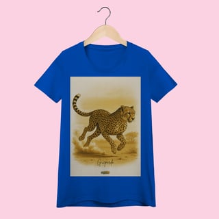 Nome do produto Camiseta Baby Long Feminina Guepardo – 100% Algodão | Coleção Fauna