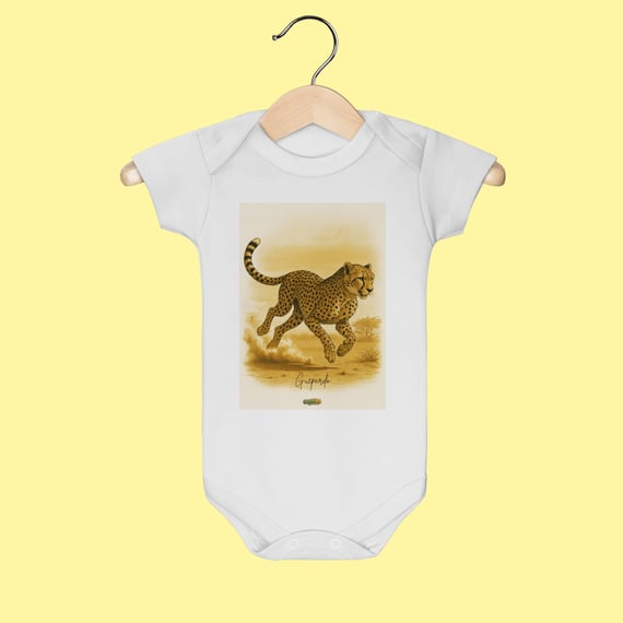 Body Infantil Guepardo – 100% Algodão | Coleção Fauna