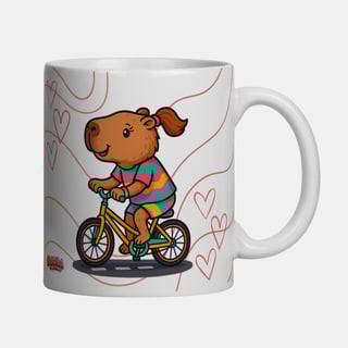 Nome do produto Caneca Capy Vibes Only Capivara Bike Menina – Porcelana 325 ml | Caioba Fun Store