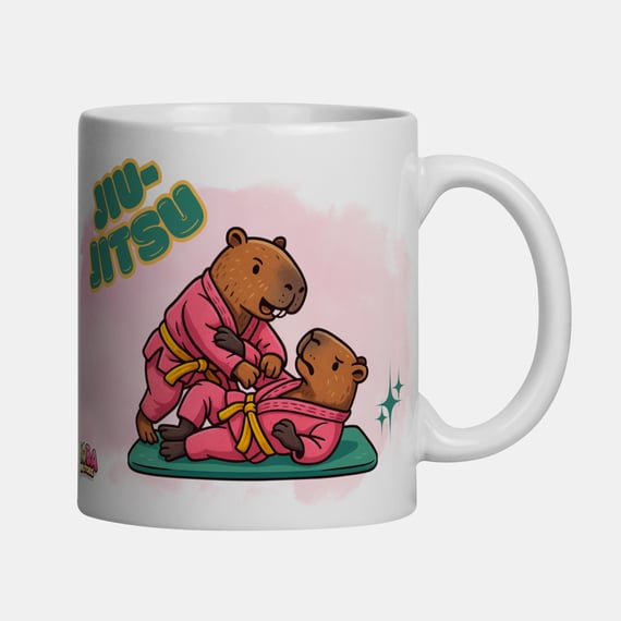 Caneca Capy Vibes Only Capivara Jiu-Jitsu Menina – Porcelana 325 ml | Caioba Fun Store
