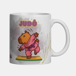 Nome do produto Caneca Capy Vibes Only Capivara Judô Menina – Porcelana 325 ml | Caioba Fun Store