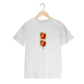 Camiseta Infantil (2 a 8 anos) Maçãs – 100% Algodão | Coleção Dia das Mães Caioba Fun Store