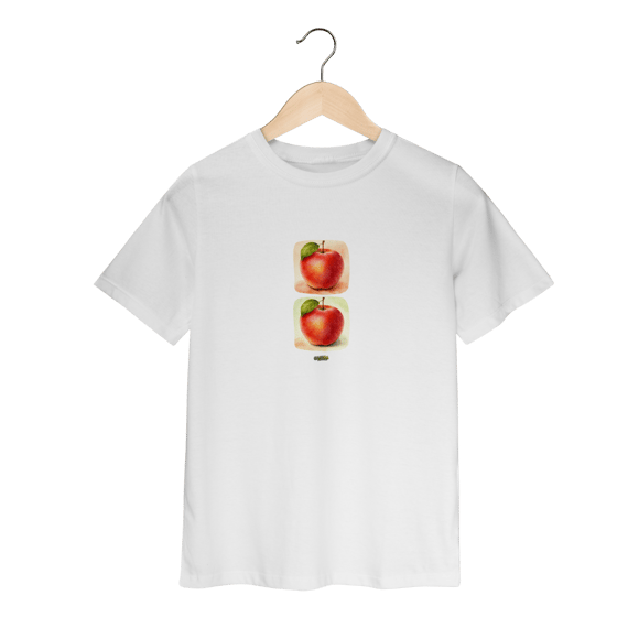 Camiseta Infantil (2 a 8 anos) Maçãs – 100% Algodão | Coleção Dia das Mães Caioba Fun Store