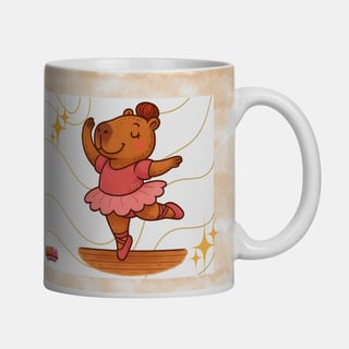 Nome do produto Caneca Capy Vibes Only Capivara Bailarina – Porcelana 325 ml | Caioba Fun Store