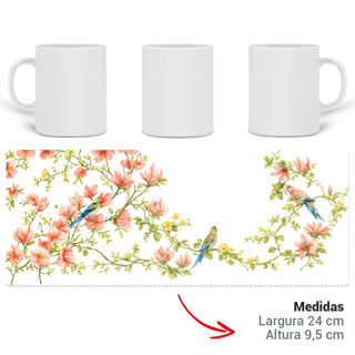 Nome do produto Caneca floral com pássaros