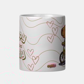 Nome do produto Caneca Capy Vibes Only Capivara Bike Menina – Porcelana 325 ml | Caioba Fun Store