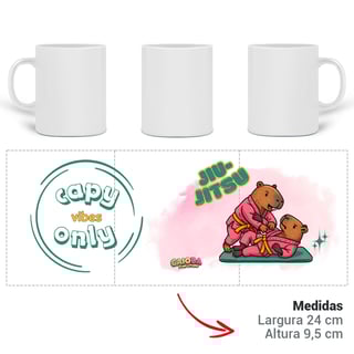 Nome do produto Caneca Capy Vibes Only Capivara Jiu-Jitsu Menina – Porcelana 325 ml | Caioba Fun Store