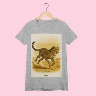 Nome do produto Camiseta Baby Long Feminina Guepardo – 100% Algodão | Coleção Fauna