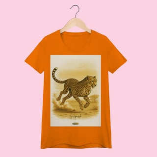 Nome do produto Camiseta Baby Long Feminina Guepardo – 100% Algodão | Coleção Fauna