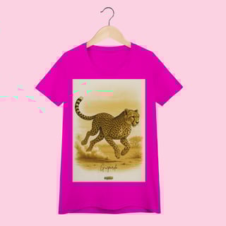 Nome do produto Camiseta Baby Long Feminina Guepardo – 100% Algodão | Coleção Fauna