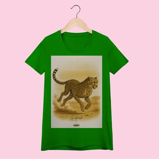 Nome do produto Camiseta Baby Long Feminina Guepardo – 100% Algodão | Coleção Fauna