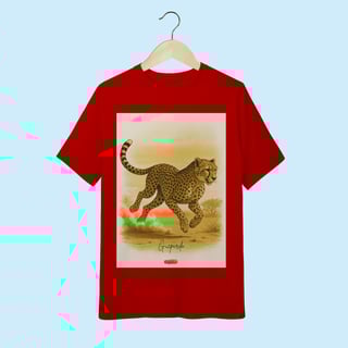 Nome do produto Camiseta Juvenil (10 a 14 anos) Guepardo – 100% Algodão | Coleção Fauna