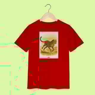 Nome do produto Camiseta Infantil (2 a 8 anos) Guepardo – 100% Algodão | Coleção Fauna