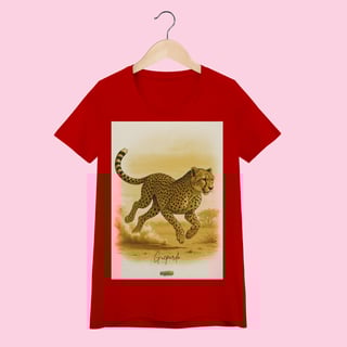 Nome do produto Camiseta Baby Long Feminina Guepardo – 100% Algodão | Coleção Fauna
