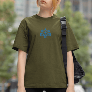 Nome do produto Camiseta Oversized Marca Azul/Frente e Costa