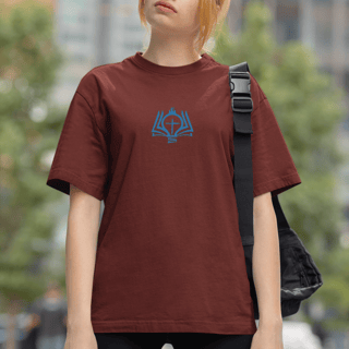 Nome do produto Camiseta Oversized Marca Azul/Frente e Costa