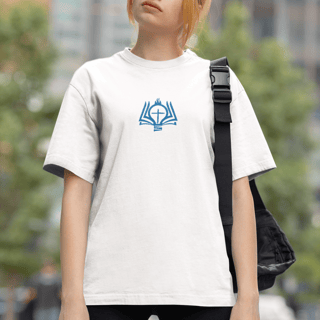 Nome do produto Camiseta Oversized Marca Azul/Frente e Costa