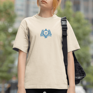 Nome do produto Camiseta Oversized Marca Azul/Frente e Costa