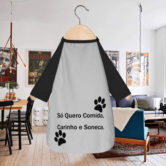 Camisa Pet - Só Quero Comida, Carinho e Soneca - Abrigo Bichano